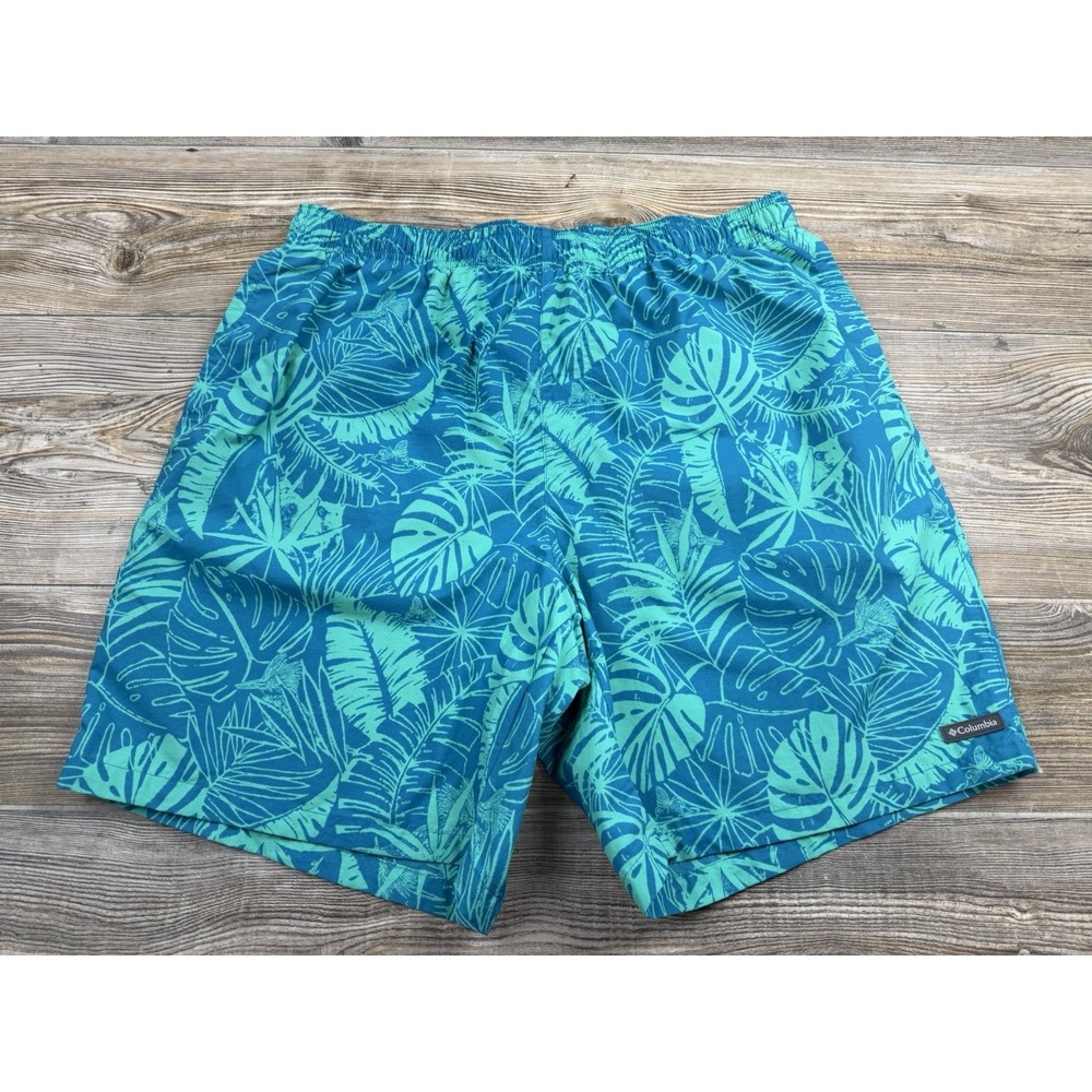 Columbia Swim Trunks Mens XL Blue Leaf Omni Shield Big Dippers Sun Protect Lined